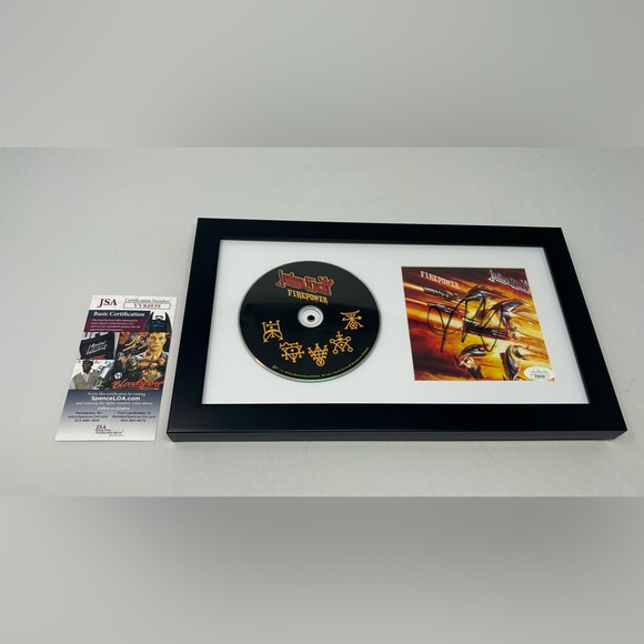 Rob Halford of Judas Priest signed Firepower CD Booklet Framed JSA COA